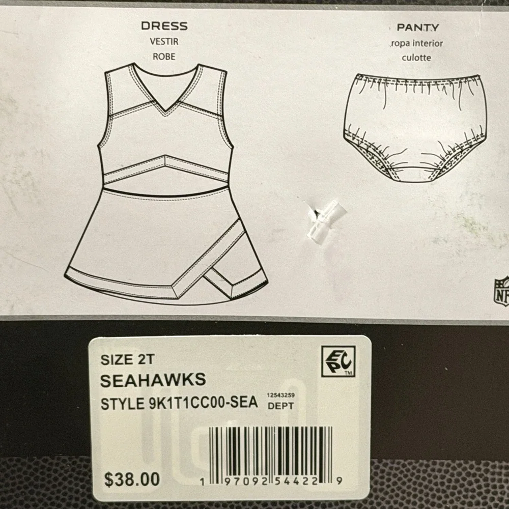 NFL Seattle Seahawks Cheerleader Set Toddler 2T Blue Green 9K1T1CC00-SEA *NEW*